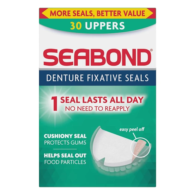 Seabond Denture Fixative Seals Soft Adhesive Cushion Last All Day 30 Uppers