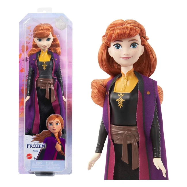 Bambola Disney Frozen Anna con Abito Esclusivo e Accessori - Giocattolo per Bambini 3 Anni HLW50