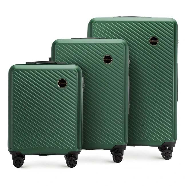 Wittchen Circle Line Koffer Kollektion aus ABS mit diagonalen Streifen glänzend strukturiert dunkelgrün