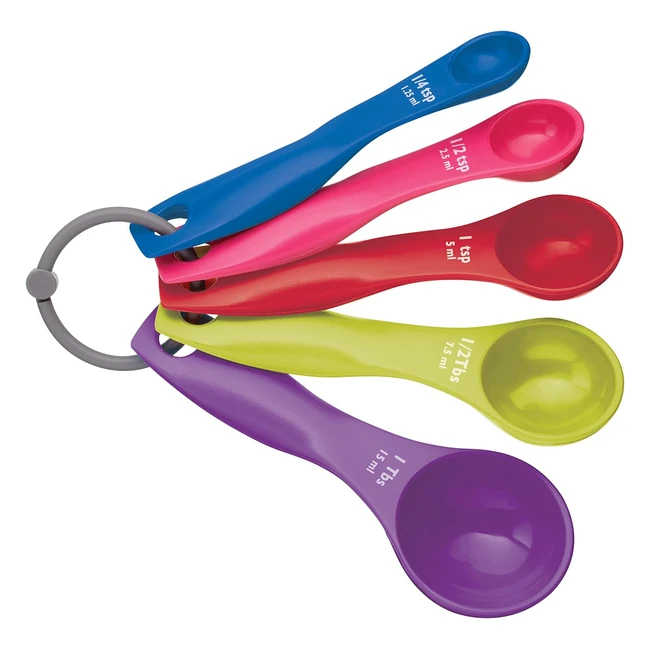 Colourworks Measuring Spoon Set 5 Spoons Durable Stain Resistant Bright Colours