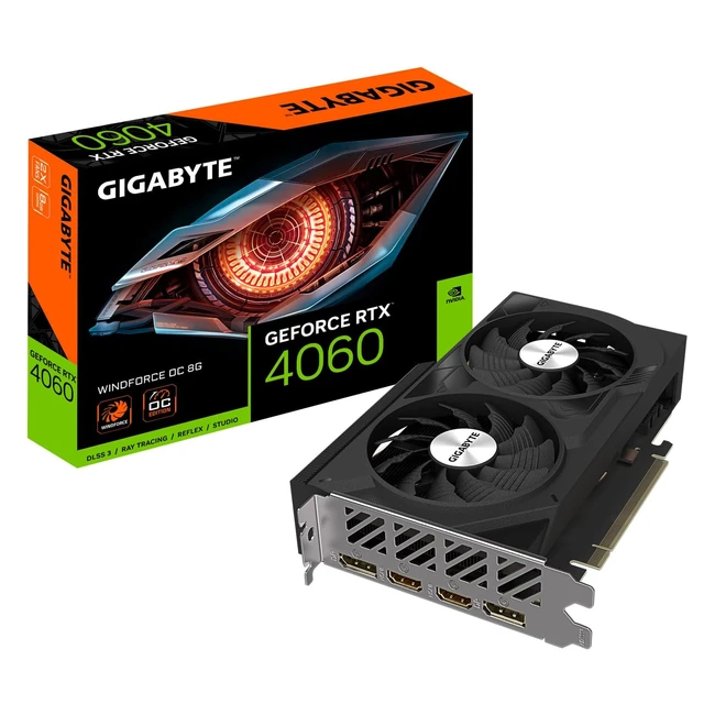 GIGABYTE NVIDIA GeForce RTX 4060 Windforce OC Graphics Card 8GB GDDR6 128bit PCIe 40
