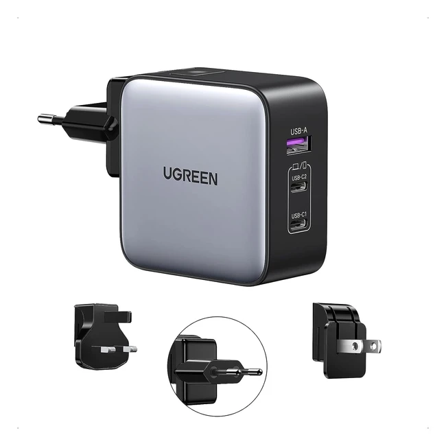 Chargeur de Voyage UGREEN Nexode 65W GAN USB C - Adaptateur International Prises