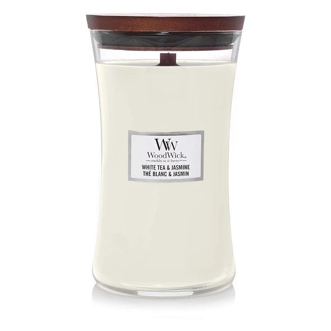 Candela Grande Profumata Woodwick White Tea  Jasmine - Durata 130 Ore