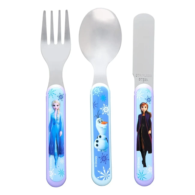 Disney Frozen 3-Piece Cutlery Set - Kids Size - Stainless Steel - Elsa Anna Olaf