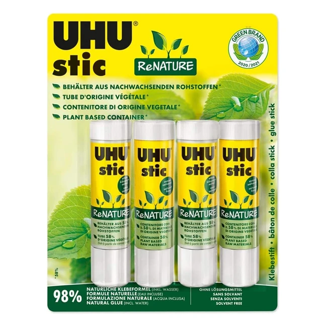 UHU Stic Klebestift, Nr. 1, 98% natürliche Inhaltsstoffe, made in Germany