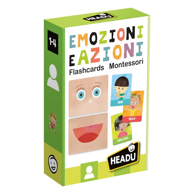Headu Flashcards Montessori Emozioni e Azioni IT23103 - Gioco Educativo per Bambini 14 Anni