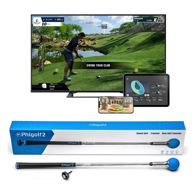 Phigolf Phigolf2 Golf Simulator with Swing Stick - Motion Sensor 3D Swing Analysis - Compatible with WGT E6 Connect App
