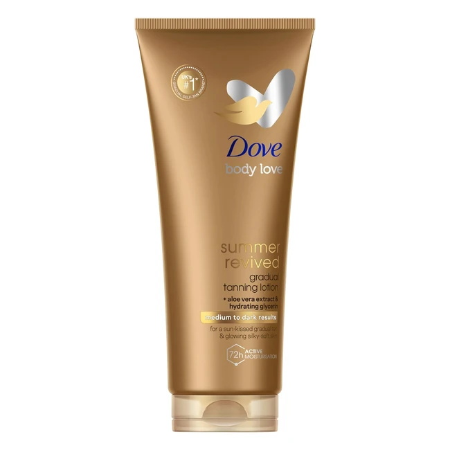 Dove Summer Revived Gradual Tanning Lotion Medium to Dark 200ml - Nongreasy Selftan for All Skin Types