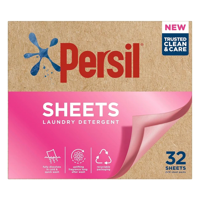 Persil Biodegradable Laundry Detergent Sheets - Easy to Use, 32 Sheets