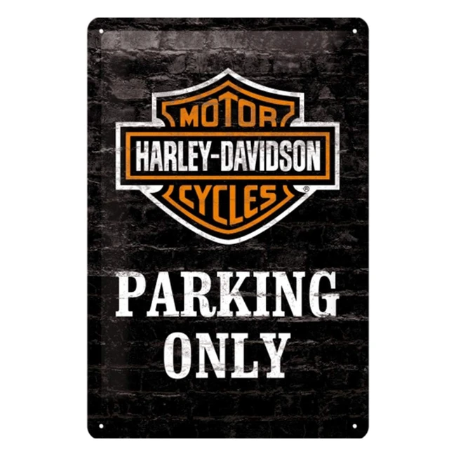 Placa Decorativa Metal Negro y Naranja Harley Davidson 20x30cm