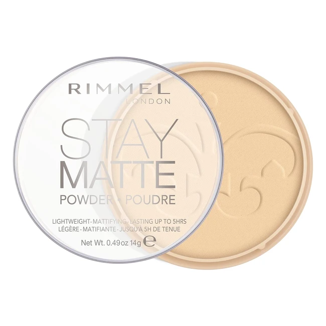 Rimmel Stay Matte Pressed Powder Transparent 14g - Mattifying Formula, Longlasting Wear, Shine Control