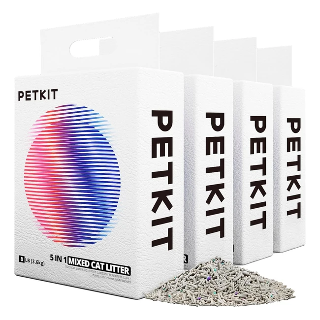 Petkit 5 in 1 Lettiera per Gatti Mista - Confezione da 4 Lavabile Inodore Carbon