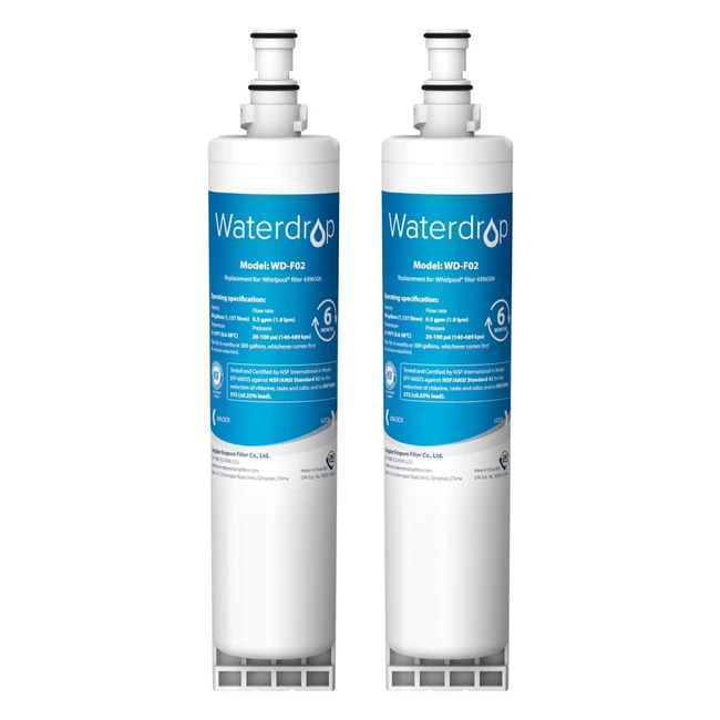 Waterdrop 4396508 Fridge Water Filter - NSF Certified - Lead-Free Material - Compatible with Whirlpool - Premium Carbon Block