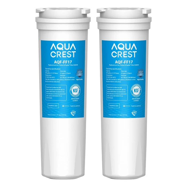 AquaCrest 836848 Fridge Water Filter Replacement for Fisher & Paykel RF540ADUSX4 - 2 Pack