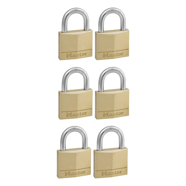 Master Lock 140EURSIX Pack of 6 Key Padlocks Brass Body Gold 6 x 4 x 13 cm