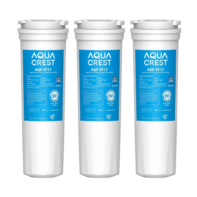 Aqua Crest 836848 Fridge Water Filter Replacement for Fisher & Paykel RF540ADUSX4 - 3 Pack