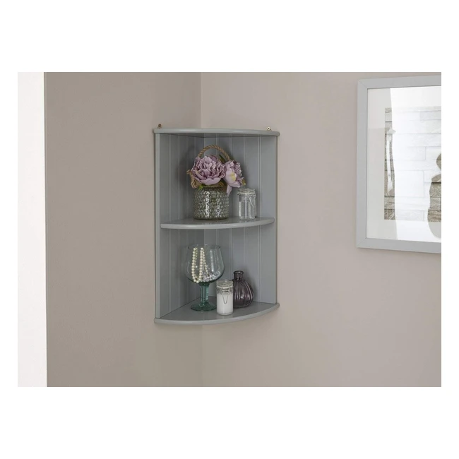 Home Source Corner Shelf Grey  Easy Assembly  Durable MDF  Stylish Storage So