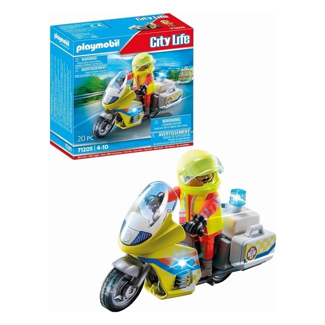 Playmobil City Life 71205 Soccorritore con Moto per Bambini - Dettagliati Accessori