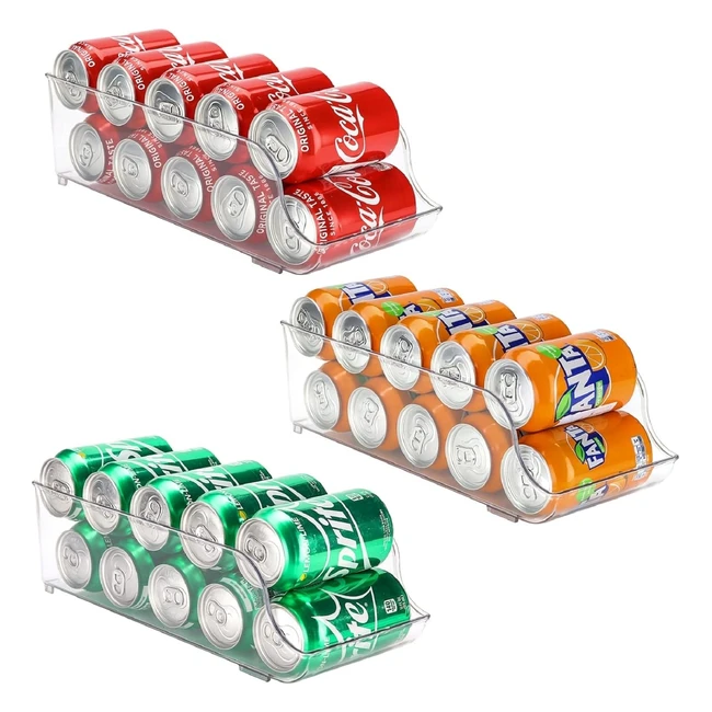 Organizador de Latas y Botellas Puricon 3 Pack - Almacenamiento de Bebidas Frutas Verduras - Transparente