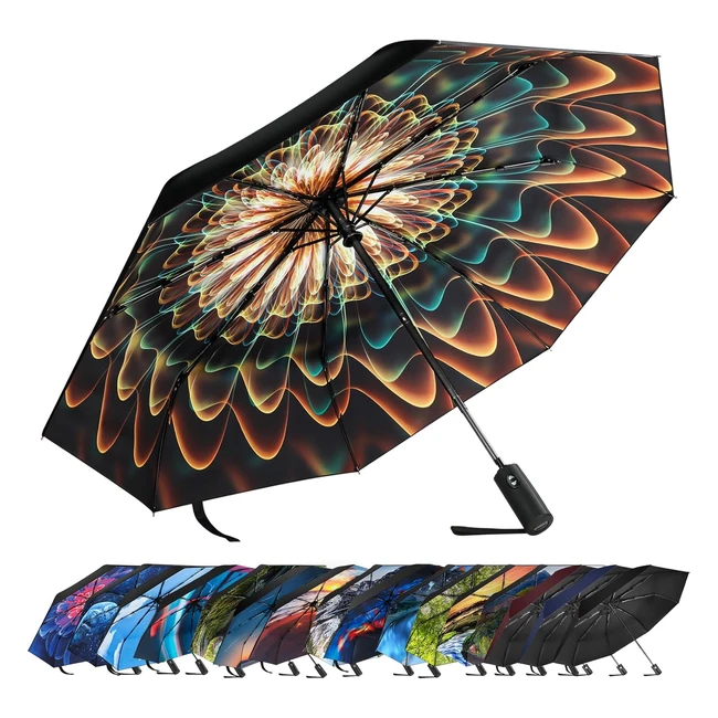 Parapluie pliant Zuoyouz - Petit parapluie de poche solide - Ouverture et fermeture automatiques - Résistant au vent