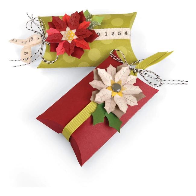 Fustella Sizzix Bigz Pro Box Pillow Poinsettias - Taglia Carta Acciaio - Facile da Usare