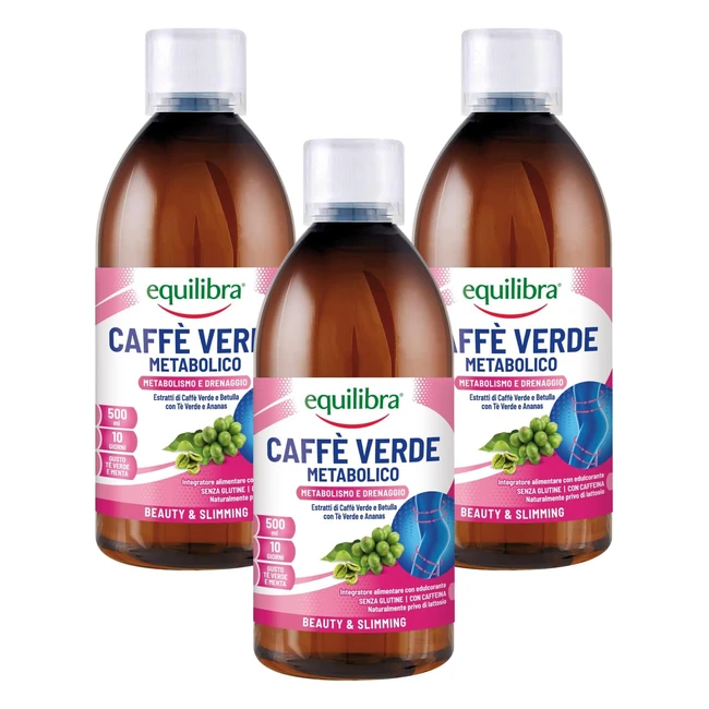 Equilibra Integratori Alimentari Caffè Verde Metabolico - 3 Bottiglie da 500ml
