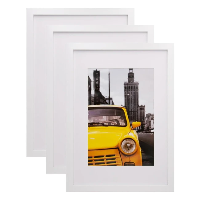 Egofine A3 Photo Frames White Set of 3 - Solid Wood Frames 297 x 42 cm - Acrylic