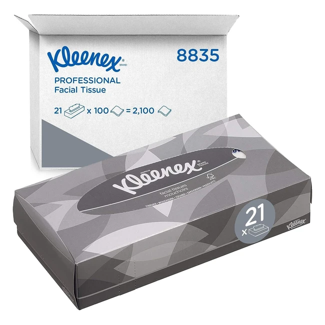 Kleenex Facial Tissue Box 8835 - Soft Strong Absorbent - 21 x 100 2ply White