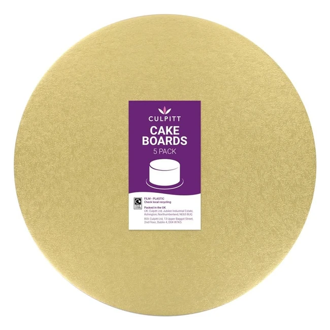 Culpitt 12 Double Thickness Cake Card Pale Gold Boards 3mm Thick 5 Pack - 12 Inch #90277
