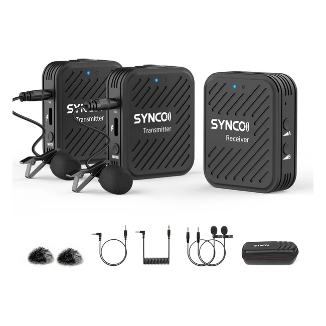 Synco G1A2 Microfono Lavalier Wireless Professionale 24GHz per Smartphone DSLR -