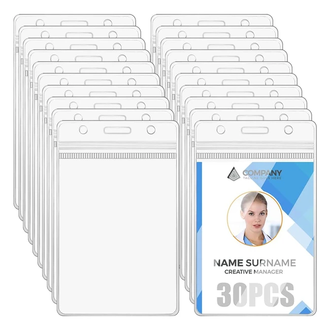 Soportes Tarjeta ID Badge Vicloon 30pcs PVC Transparente Impermeables