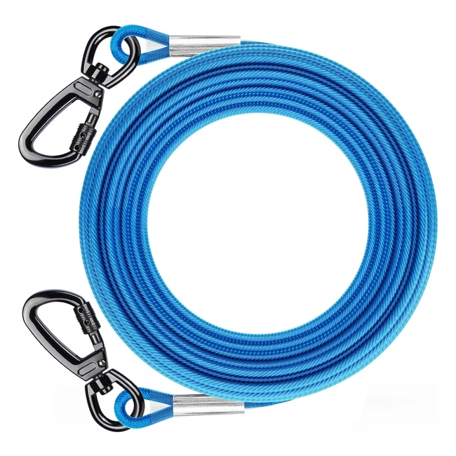 Reflective Dog Tie Out Cable 360 Swivel Lockable Hook PVC Coating 10ft-120ft Galvanized Steel Wire Rope