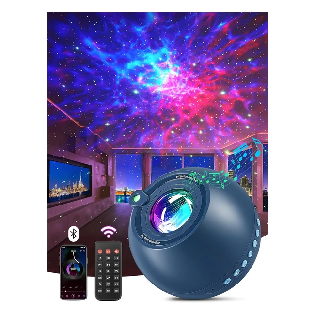 Galaxy Projector HD RGB Star Projector Night Light Projector for Bedroom15 White Noise - Bluetooth Speaker - Remote Timer