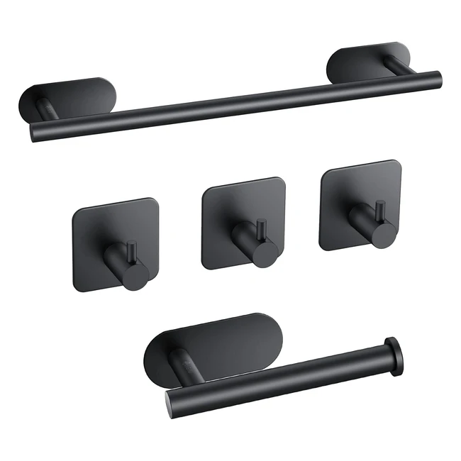 Kit 5 piezas Toalleros Adhesivos 43cm Juego Accesorios Bao Extensible Negro