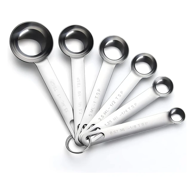 aoosy 6pc Stainless Steel Measuring Spoon Set 18 tsp 14 tsp 12 tsp 1 tsp 12 tbls 1 tbls