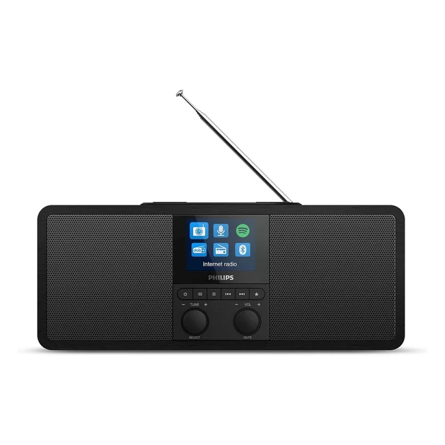 Philips Radio Internet R880510 DAB Spotify Connect Bluetooth Temporizador Alarma Dual Panel Carga Qi USB Negro