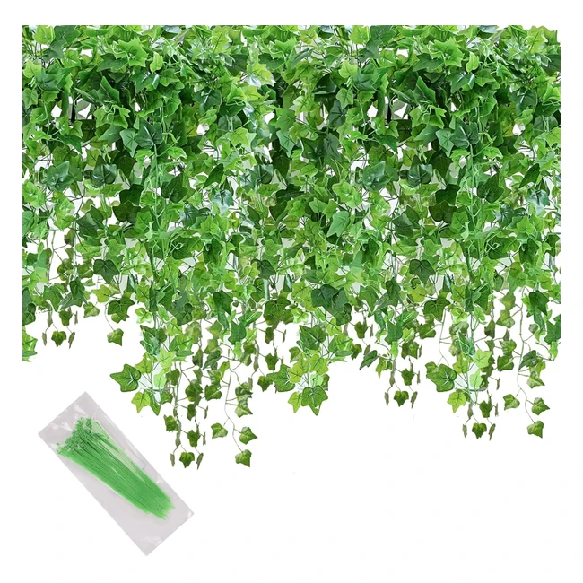 merrynine 24pcs 168ft artificial ivy greenery hanging vines garland - Fake Green Baskets Leaves Plants - Home Kitchen Garden Office Wedding Wall Party Decoration
