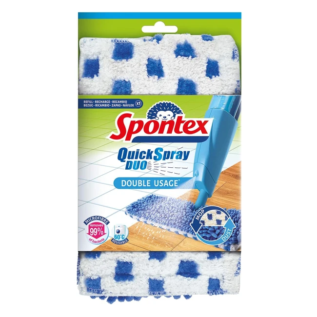 Spontex Quick Spray Duo Mop Microfibre Refill Pack - Efficient Cleaning, Hygienic, Easy to Use