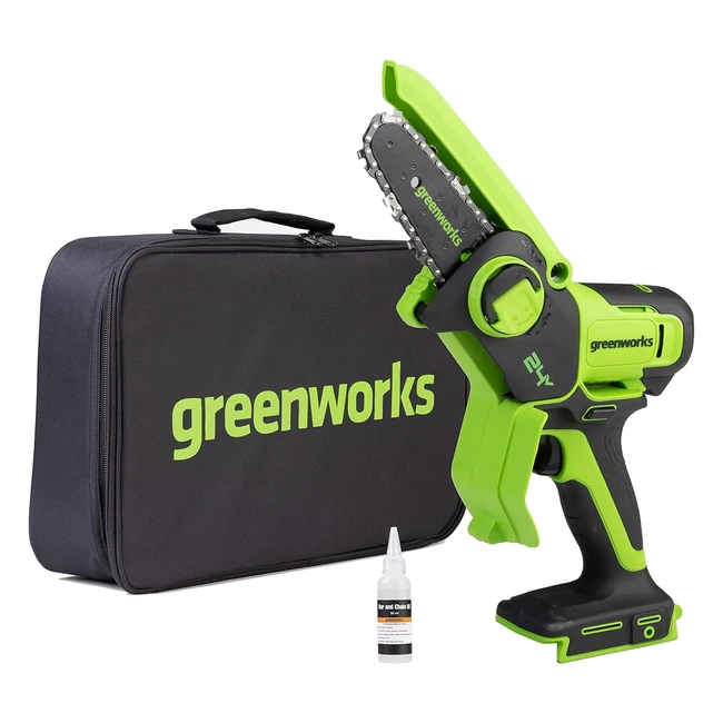 Mini Tronçonneuse Greenworks 24V 10cm - Batterie Sans Fil - Vitesse de Chaîne 78 m/s