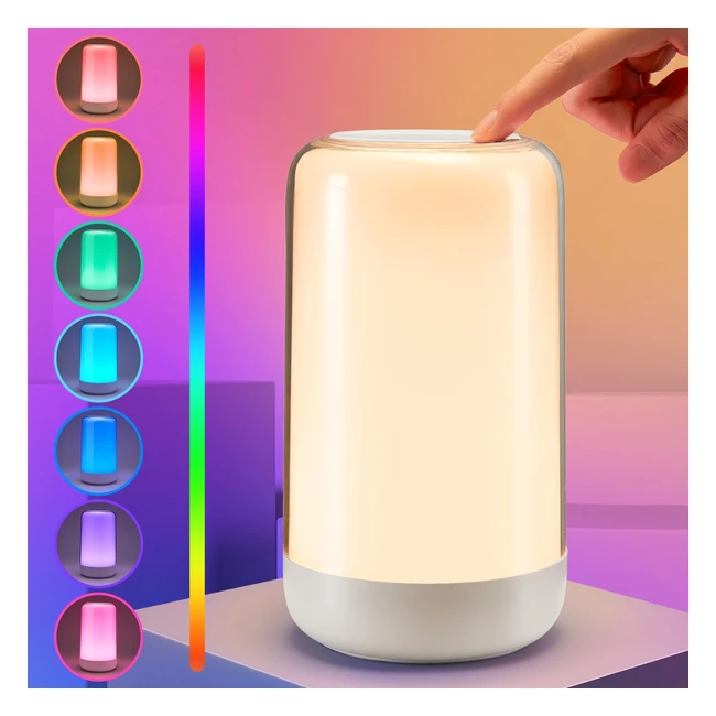 Pikoy Lampe de Chevet Sans Fil 10 Niveaux Dimmable LED RGB - Veilleuse Adulte
