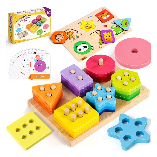 Jouet Montessori Enfant 1 2 3 ans - Grande Taille - 24 Blocs de Construction - Puzzle Animaux - Jeu Educatif Bois