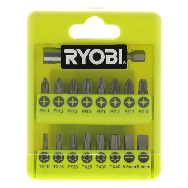 Ryobi RAK17SD Screwdriver Bit Set 17 Piece - PH1 PH2 PH3 PZ1 PZ2 PZ3 TX10 TX15 T
