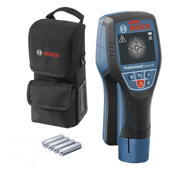 Bosch Professional Wall Scanner DTECT 120 - Detects Plastic Pipes, Wooden Studs, Live Cable, Magnetic & Non-Magnetic Metal - 603860120