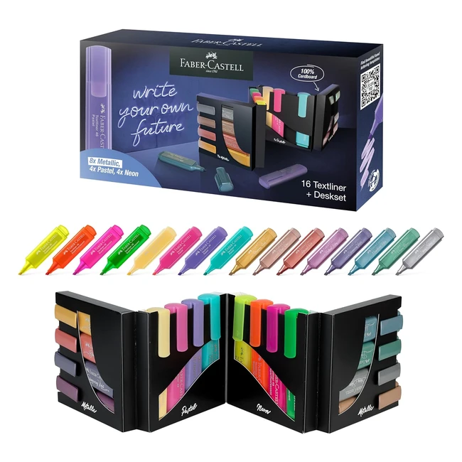 Faber-Castell 254603 Highlighter Set 16-teilig mit Neon-, Pastell- und Metallicfarben