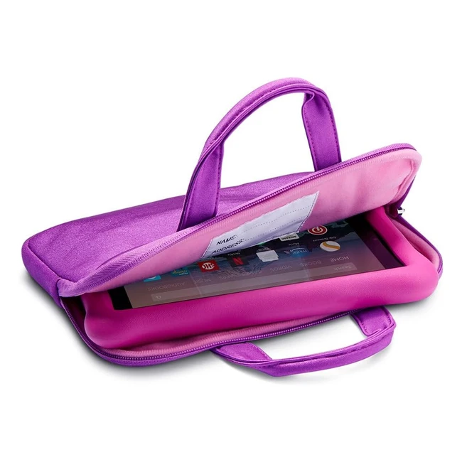 Nupro Hülle mit Reißverschluss für Fire 7 Kids Edition Tablet - Violett/Pink - Schutz, Tragegriffe