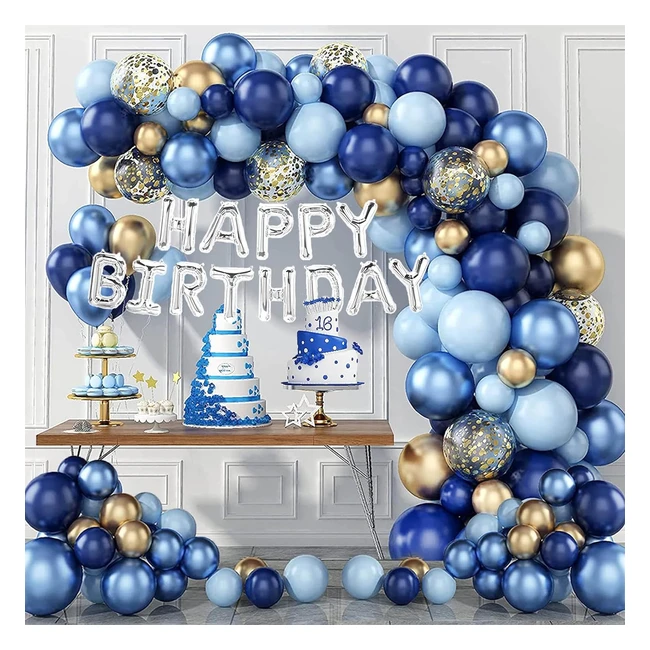 Kit Arche Ballon Bleu Or134 Pcs Set Ballons Décoration Anniversaire Bleu Or