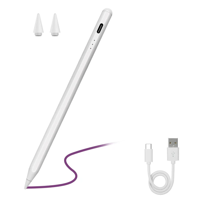 Jsdoin Stylus Pen for Apple iPad - Palm Rejection, Tilt Function - Fast Charging - Compatible with iPad 2019-2023