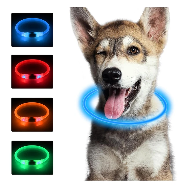 Sonnig LED Light Up Dog Collar USB Rechargeable - Waterproof - 3 Light Modes - S