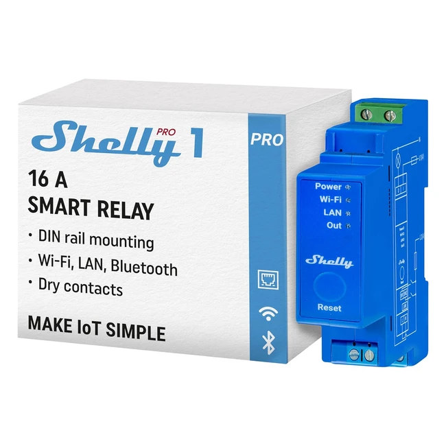 Shelly Pro 1 Interrupteur Commutateur de Relais WiFi Bluetooth 1 Canal Domotique