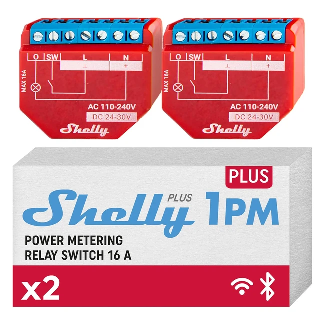 Shelly Plus 1PM Interruttore Intelligente WiFi e Bluetooth - Misuratore di Potenza - Domotica - Compatibile con Alexa e Google Home